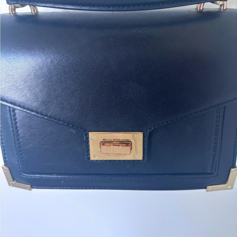 The Kooples Gold and Black Crossbody Bag with Structured Design